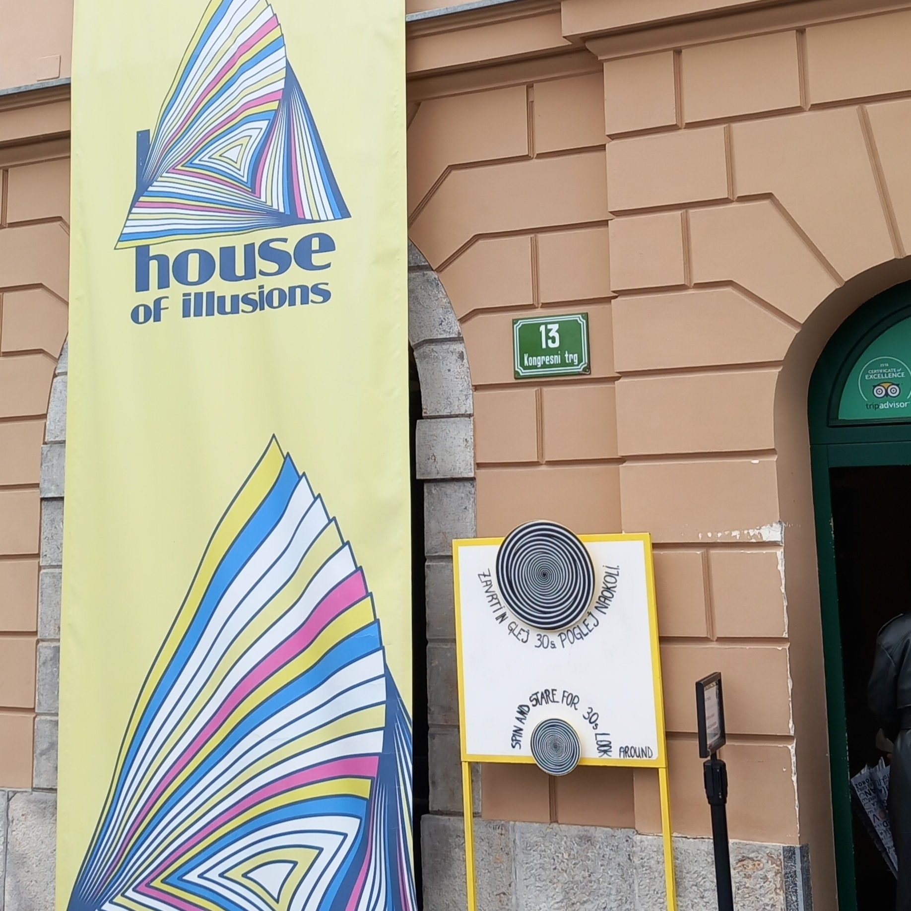 Entrance of the Museum of Illusion in Ljubljana, Slovenia